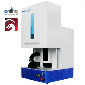 Totally-Closed Type Observation Window Fiber Laser Marking Machine Electric UPDOWN LightBurn Rotary Axis 4 in Inline fans OD7+