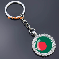 Porte-clés fleur en strass drapeau Angola, très populaire, pour sac à dos, décoration de clés, breloque de portefeuille, souvenir de voyage