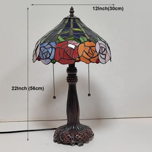 Lámpara de Techo LongHuiJing de 12 Pulgadas, Estilo Mediterráneo Europeo, con Cúpula de Vidrio Tiffany con Diseño Floral, Base de Aleación de Zinc, LED Flexible, Diseño Simple - Product Image 6