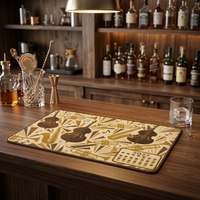 Tapis de bar vintage en RPET, antidérapant, absorbant, résistant aux éclaboussures, rectangulaire, pour bar à domicile, restaurant