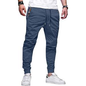 2025 hommes décontracté coton sergé Joggers pantalon élastique cordon taille avec poches coniques Logo personnalisable lavage coloré - Product Image 1