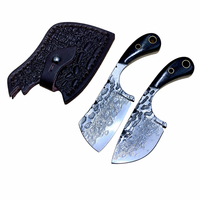 Couteau multifonctionnel à lame fixe en acier Damas, mini couteau porte-clés portable avec manche en ébène et étui