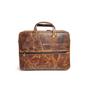 Maletín para Portátil de Cuero Genuino con Cierre, Interior Acolchado, Gran Capacidad, Ecológico, Portátil, Profesional para Negocios - Product Image 1