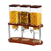 Distributeur multifonctionnel de nourriture pour buffet, 3 réservoirs, distributeur de nourriture sèche, de bonbons, de noix, en acier inoxydable, distributeur de céréales