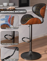 Tabouret de bar réglable de style Mid-Century Modern, rembourré en cuir PU, pour hôtel, salon, centre commercial, îlot de cuisine