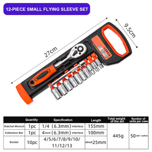 Jeu de clés à cliquet et douilles de 12 pièces avec fonction de dégagement rapide (prises 1/4 ", 3/8 ", 1/2 ") - Product Image 4