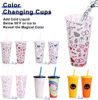 Gobelet en PP thermochromique à couleur changeante avec couvercle en paille Fabricant de mug à sublimation personnalisé Vente en gros