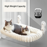 Hamac pour chat en fausse fourrure de lapin, doux, chaud, écologique, lit suspendu pour animaux de compagnie avec ventouses pour fenêtre, design solide et tendance