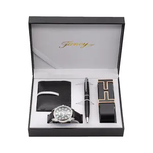 2024 Gift Set for Men Watch Wallet Belt Pen for Valentine's Day Christmas Graduation UV Printing Techniques