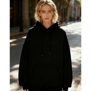 Sweat-shirt unisexe à capuche noir, motif uni, imprimé sur le devant, coupe ample, en coton French Terry, tailles XS à XXL, décontracté, pour l'automne - Product Image 3