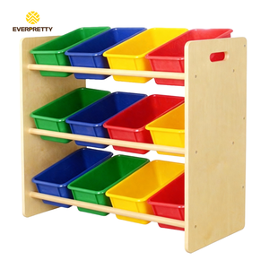 Armoire <span class=keywords><strong>de</strong></span> rangement pour jouets en bois moderne à 3 niveaux pour enfants avec tiroirs en plastique colorés et sécurisés pour l'école et la garderie, meubles pour enfants - Product Image 1