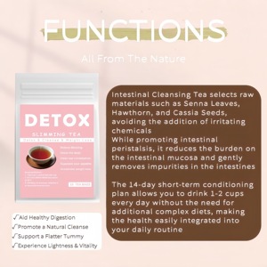 Thé <span class=keywords><strong>minceur</strong></span> détoxifiant biologique à base de plantes pour adultes, sachet de 14 jours pour brûler les graisses, marque privée de haute qualité chinoise avec logo - Product Image 3