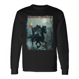 Camiseta de manga larga vintage con diseño de hombre sin cabeza y cara de calabaza, estilo Halloween de terror - Product Image 2