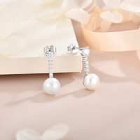 Conjunto de Collar y Aretes de Plata de Ley 925 con Perlas y Circonitas Cúbicas para Venta al por Mayor
