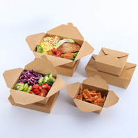 Boîte d'emballage alimentaire jetable personnalisée en kraft, formes variées, pour riz, frites, nuggets de poulet, à emporter, déjeuner, salade, collation