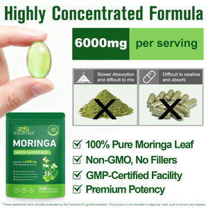 SOLOTREE ekstrak <span class=keywords><strong>Moringa</strong></span> alami non-gmo suplemen Softgel dukungan pencernaan 6000mg <span class=keywords><strong>Moringa</strong></span> hijau Superfood kapsul Softgel - Product Image 5