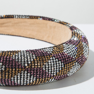 Mode Strass Stirnbänder Farbe blockiert Full Diamond Grid Stirnbänder Frauen Geometrische Elemente Stirnbänder für Haare - Product Image 2