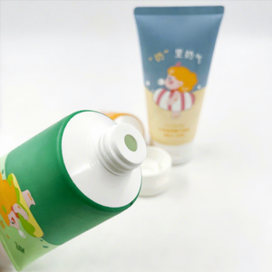 Manufacturer Cute Custom 180ml <b>Plastic</b> Squeeze Round <b>Tube</b> Facial Cleanser Cream <b>Tubes</b> Set with Flip Cover for Cosmetic Packaging - Product Image 4