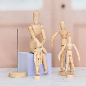 드로잉 모델을위한 스탠드가있는 조정 가능한 나무 예술가 스케치 마네킹 디스플레이 수제 나무 공예 상자 벽 표지판 - Product Image 1