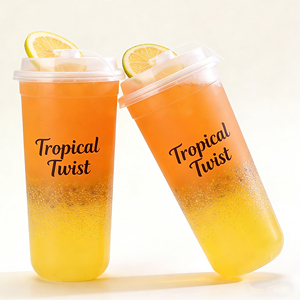 Gobelets à milkshake et smoothie en plastique transparent avec couvercles, fabriqués en Chine - Product Image 2