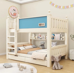 Cama <span class=keywords><strong>litera</strong></span> moderna de madera maciza para niños, <span class=keywords><strong>litera</strong></span> doble multifuncional para el hogar y el dormitorio con almacenamiento - Product Image 3