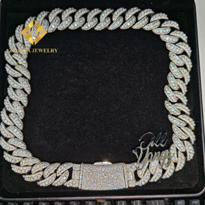 Collier pour homme épais et lourd, chaîne cubaine Miami en moissanite VVS sertie clos, certifiée GRA, en argent 925 - Product Image 5