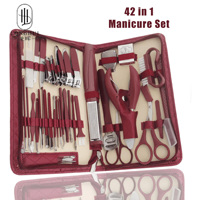Set de 42 Piezas de Cortaúñas Longhui, Tijeras de Acero Inoxidable, Pinzas para Paroniquia, Limpiador de Oídos, Raspador de Pies, Kit de Manicura