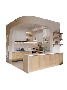 Santopova Scandinavian Style Kitchen with <b>Light</b> Wood Cabinets, White Countertops and Pendant <b>Lights</b> for Modern Home Decor - Product Image 3