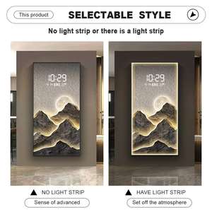 Hiện đại sang trọng <span class=keywords><strong>LED</strong></span> kỹ thuật số Đồng hồ cảnh quan pha lê sứ sơn tường sáng tạo trang trí nhà đồng hồ treo tường - Product Image 4