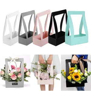 Portable Foldable Waterproof Bouquet Basket Wedding Gift Packing Flower Kraft Paper Carrier Bag