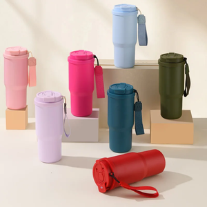Custom Logo Stainless Steel Vacuum Insulated Travel Tumbler with Straw <b>Tea</b> <b>Infuser</b> Leakproof Lid and Wrist Strap - Product Image 4