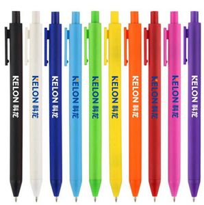 X526 Custom Printed Logo Retractable Ballpoint <b>Pens</b> Best Bulk Plastic <b>Multicolored</b> Rubber Coated Stationery 1.0mm OEM - Product Image 1