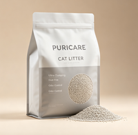 Sac à litière pour chat à grande capacité, scellé sur 8 côtés, fond plat, sac d'emballage pour aliments pour animaux de compagnie, taille et impression personnalisées