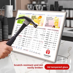Caja de Luz Rectangular Luminosa de Vidrio Templado para Menús, para Tiendas de Té con Leche, Tablero de Exhibición de Pedidos para Bar A3, Cartel Vertical con Lista de Precios - Product Image 3