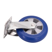Roue pivotante robuste de 8 pouces en caoutchouc avec support en acier inoxydable 304, roulement en alliage résistant à la chaleur de 330 kg pour chariots de boulangerie et de laboratoire