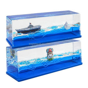 Nieuwigheid Acryl Het Eendelige Goud Vrolijk Schip Vloeistof Ornament Drift Fles Vloeibare Presse-Papier-Papier Bureauspeelgoed - Product Image 5