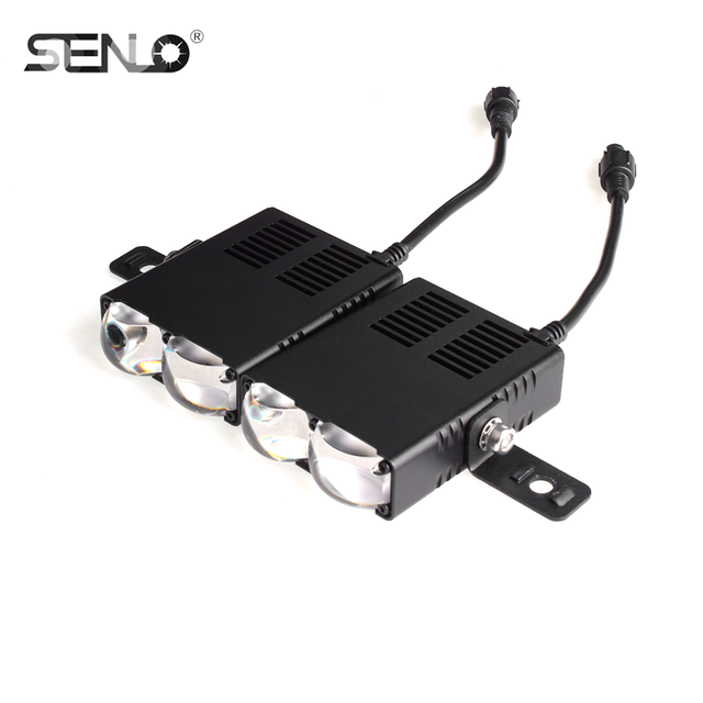 Luxlion 2 Lens Super Slim LED Spotlight for Motorcycles Headlight Fog Light Led Auxiliary Driving Light Dual Color With Fan