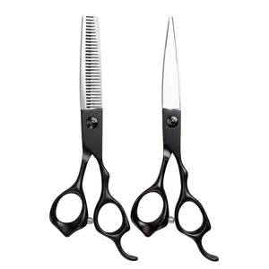 Ciseaux de coiffure de haute qualité, super coupe, en acier inoxydable, avec lame rose et noire, pour coupe de 6 pouces, avec étui thermo et support. - Product Image 5