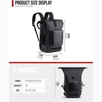 Sac à dos étanche à enroulement de grande capacité 35L en bâche PVC 500D, système MOLLE, pour camping, moto et activités de plein air