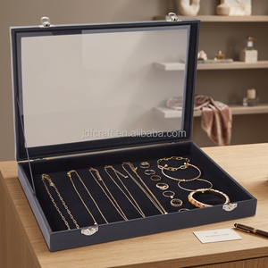Boîte de présentation de bijoux en velours pour bagues, bracelets, colliers - Product Image 3