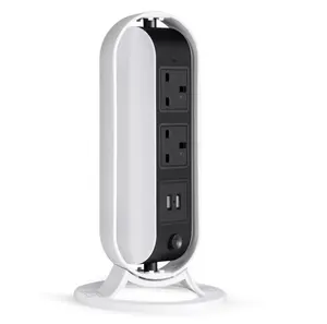 Surge Protector tower socket, 5 AC Outlets, 2 USB Ports, Desktop Charging , Multiple Protections for Home Office