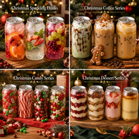 Boîtes à café en plastique PET transparentes avec couvercles faciles à ouvrir pour le café glacé de Noël et les boissons festives