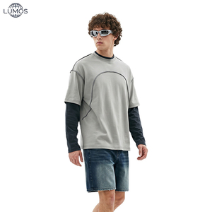 Camisetas de Algodón Grueso de Alta Calidad de 180 Gramos al por Mayor, Camisetas de Manga Larga Gruesas para <span class=keywords><strong>Hombre</strong></span>, Camisetas de Manga Larga con Paneles - Product Image 5