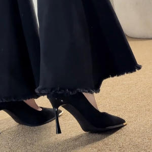 Chaussures en résille antidérapantes à lacets pour femmes, à talons bas ou hauts, style bout peu profond et pointu, sexy, pour banquets et mode - Product Image 5