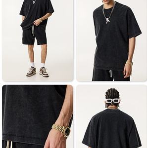 Conjunto de Camiseta y Pantalones Cortos de Verano para Hombre con Logotipo Personalizado, Estilo Urbano, Ecológico, con Pedrería, Lavado al Agua, Manga Corta, para Parejas, Marca de Moda - Product Image 4