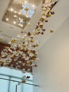 Lustre <span class=keywords><strong>moderne</strong></span> à plafond haut en verre soufflé à la main, luminaire suspendu de luxe pour villa, escalier, hall d'hôtel, salon, décoration - Product Image 2