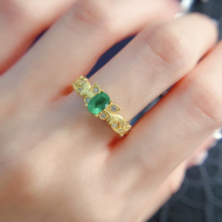 Factory Wholesale Custom 925 Sterling Silver Women's Wedding Ring Natural Emerald Gold Plated for Engagement Gift