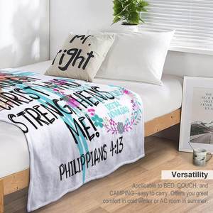 <span class=keywords><strong>Nueva</strong></span> moda personalizable puedo hacer todas las cosas a través de Cristo versículo de la Biblia mantas de franela de lana súper suave - Product Image 3