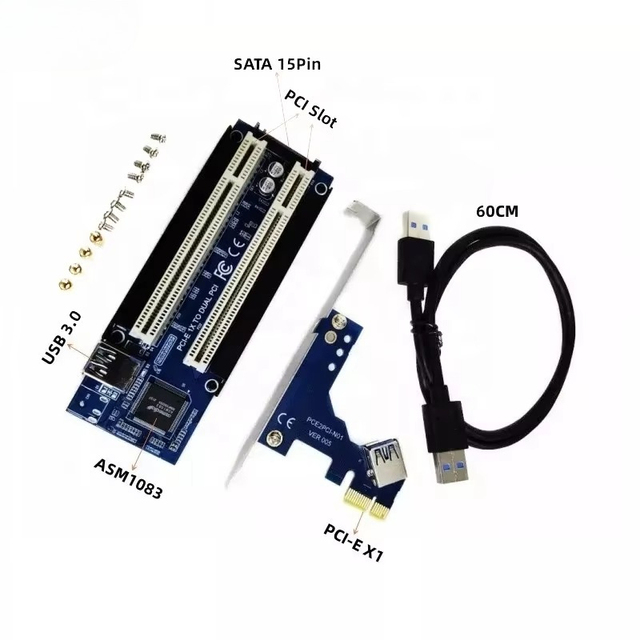 Dual PCI Slot to PCIe X1 PCI-E 1X Converter Riser Card for Sound Tax Control Capture Voice Serial Parallel Cards in Stock