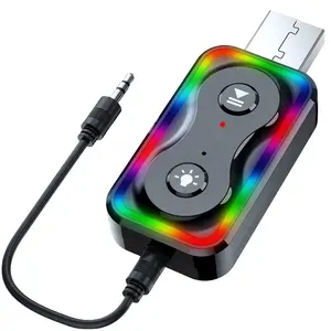 BT5.3 красочный свет 20 м USB Адаптер гарнитура автомобильный комплект 3,5 мм Aux аудио приемник 2 в 1 беспроводной Bluetooth приемник передатчик